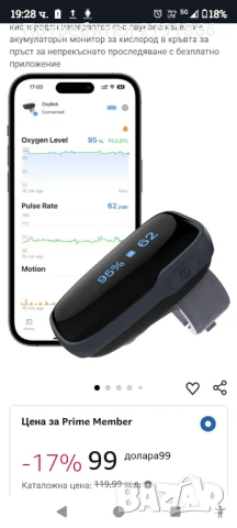 Wellue Oxylink Bluetooth пулсомер с аудио напомняне в безплатно приложение, снимка 2 - Други - 50633517