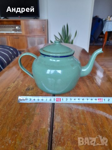 Стар емайлиран чайник #45, снимка 3 - Антикварни и старинни предмети - 43119579