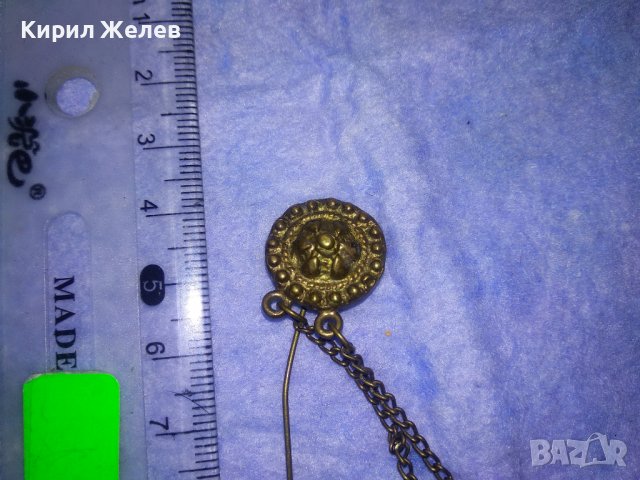 19в ВЪЗРОЖДЕНСКА РЯДКА БОГАТО ОРНАМЕНТИРАНА ДВОЙНА БРОНЗОВА ЗАБОДКА БРОШКА ЕТНО НАКИТ За НОСИЯ 34409, снимка 9 - Антикварни и старинни предмети - 39677495
