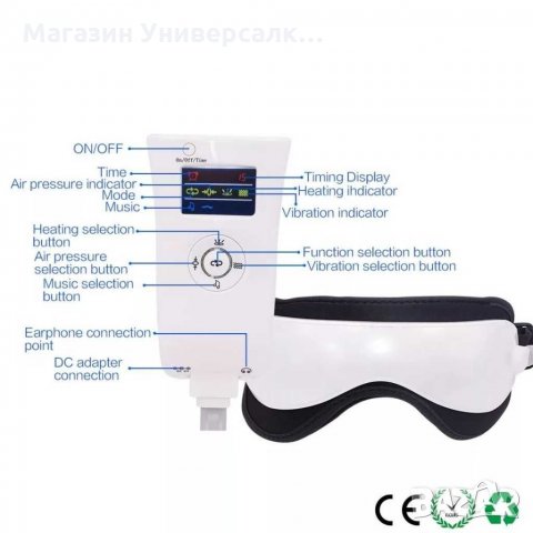 Масажор за очи с термотерапия, магнитотерапия и музикотерапия, мигрена, снимка 5 - Масажори - 28755654