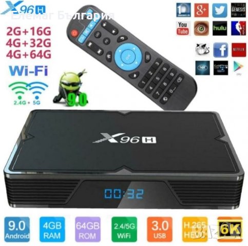 ПРОМОЦИЯ ТВ БОКС X 96H TV BOX на промо цена 6к, снимка 2 - Приемници и антени - 37713263