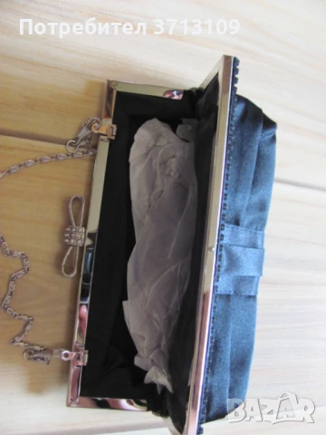 Нова официална дамска чанта черен сатен,къса ,дълга дръжка, снимка 4 - Чанти - 51421796