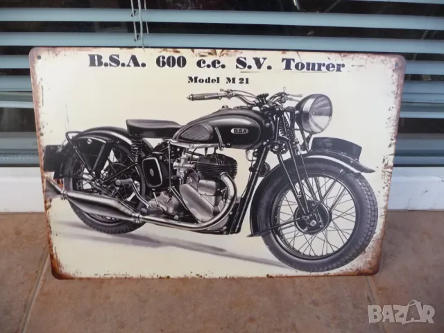 Метална табела мотор B.S.A. M21 стар мотоциклет класика класика 600 кубика