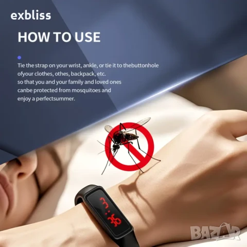 Иновативна ултразвукова гривна против комари и насекоми, снимка 3 - Гривни - 50760744