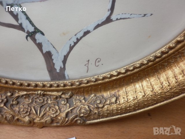 Стара  картина  36.5 / 30 см, снимка 4 - Антикварни и старинни предмети - 43389661