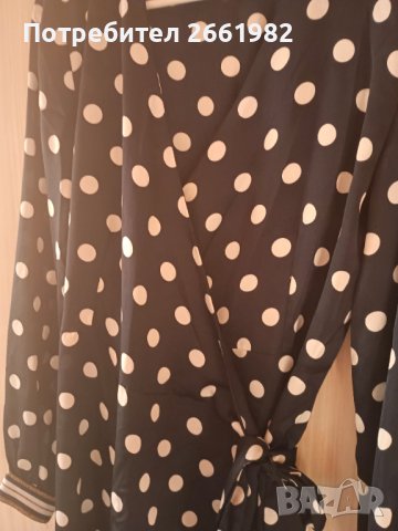 Тъмносиня сатенена рокля / туника на бели точки, снимка 3 - Рокли - 44047923