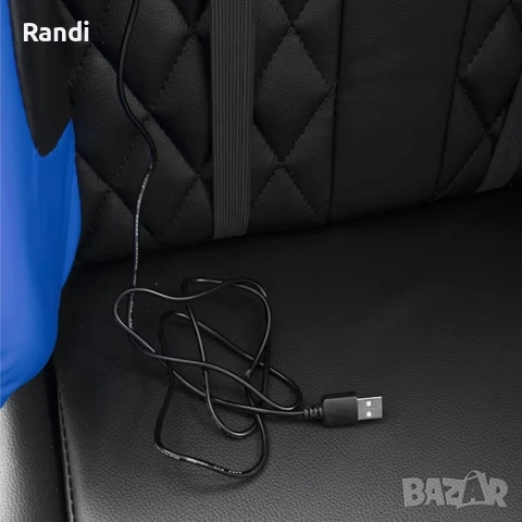 Геймърски стол за релакс с масаж и подложка за крака – син, снимка 9 - Столове - 53237765