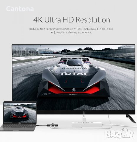 LENTION USB C хъб с 4K HDMI, Gigabit Ethernet, 3хUSB 3.0, Type C PD, снимка 3 - Други - 37872870