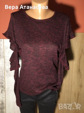 🌺Amisu,блуза с ефектни ръкави,л размер💝, снимка 1 - Блузи с дълъг ръкав и пуловери - 28019939