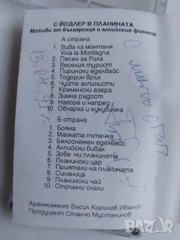 С йодлер в планината - оригинална аудио касета Българска музика планинарска, снимка 2 - Аудио касети - 51798552