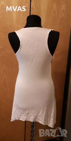 Бяла туника с черна декорация и мъниста M размер, снимка 2 - Туники - 33557956