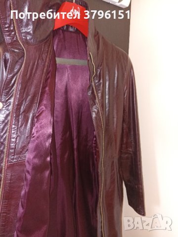 Кожено манто с подплата, Овча кожа, Размер 40 / М, цвят бордо, снимка 6 - Якета - 43823345