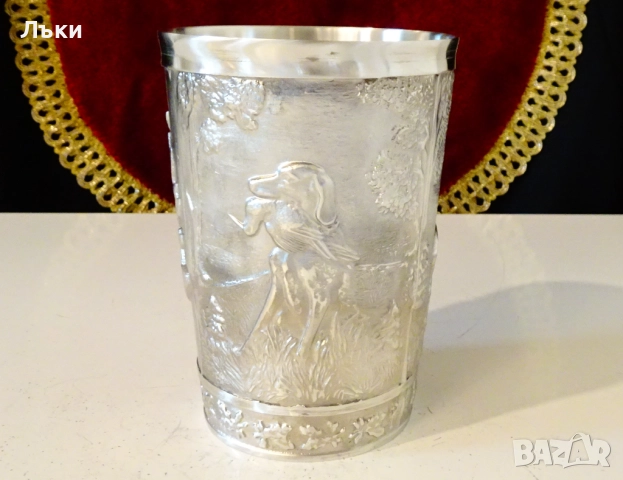 Калаена чаша,халба,Елен,Куче,ловни картини,350 мл. , снимка 4 - Антикварни и старинни предмети - 52216786