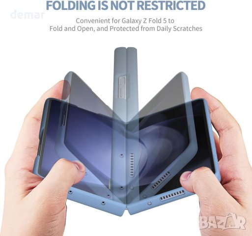 Калъф + Slim S Pen за Galaxy Z Fold 5, 2 накрайника (ледено синьо), снимка 5 - Калъфи, кейсове - 43169554