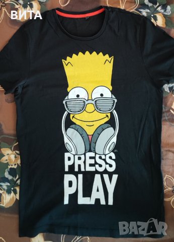Мъжка тениска Bart Simpson -Press To Play