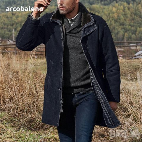 Мъжко кожено палто с вълнена подплата със средна дължина и цип, 4цвята - 023, снимка 10 - Палта - 43331029