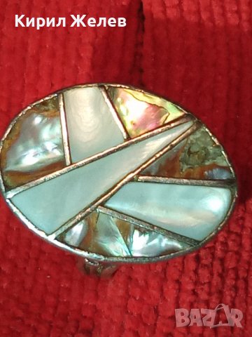 СЕДЕФЕН с ЕМАЙЛ СРЕБЪРЕН АВТОРСКИ ПРЪСТЕН РЪЧНА ИЗРАБОТКА 17252