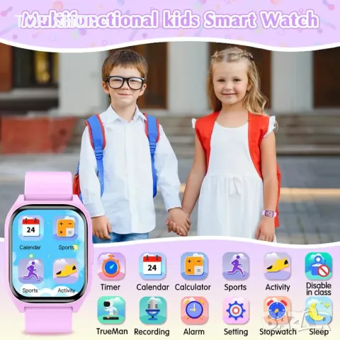 LITEYPP Детски смарт часовник с 14 пъзел игри, 20+ спортни режима, HD камера със сензорен екран, 4+г, снимка 6 - Детски - 49965470