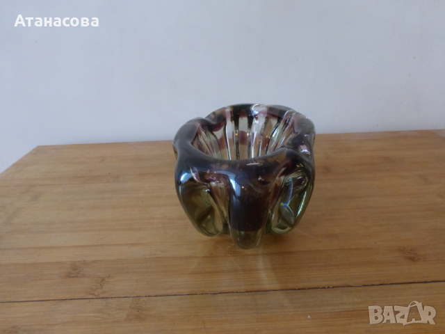 Голям стъклен пепелник Мурано 1970 г, снимка 3 - Декорация за дома - 44883627