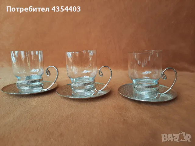 Руски стакани и подстакани 6 броя, снимка 3 - Чаши - 49029277