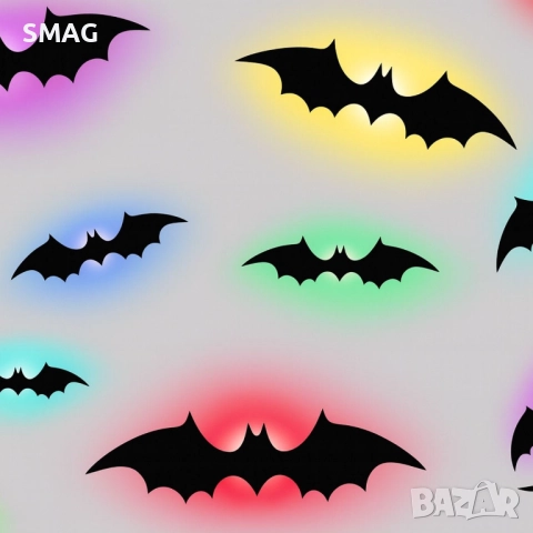 Halloween / Хелоуин декоративни 3D прилепи с цветно LED – 12 бр._1255235, снимка 2 - Декорация за дома - 52021823
