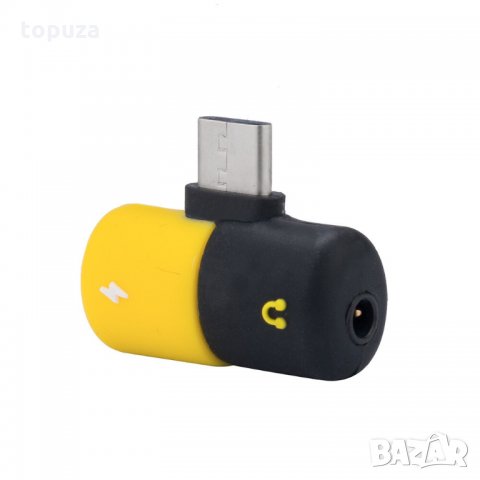 преходник 2 in 1 Type-C Adapter Splitter за зареждане и слушалки 3.5mm Audio слушалки, снимка 1 - USB кабели - 26396334