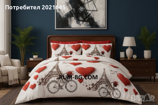 Спален комплект с ластик и 4калъфки, снимка 3 - Спално бельо - 53147048