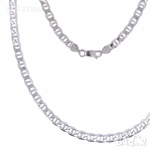 Голяма сребърна верижка от Италия с родиево покритие, снимка 7 - Колиета, медальони, синджири - 53124967