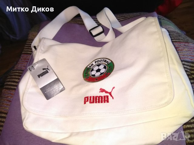 Чанта за през рамо промазан плат-България футбол Пума 36х25см нова