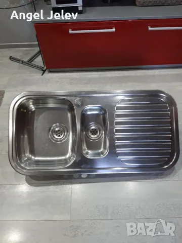 двойна емаилирана мивка със сифон