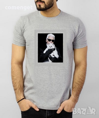 Мъжки тениски LOVE CAT с KARL принт - 2 Модела! Или с ТВОЯ идея!, снимка 4 - Тениски - 32780355