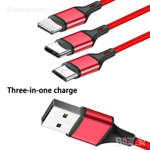 1227 USB кабел с 3 накрайника, снимка 6 - USB кабели - 37448642