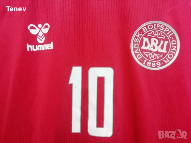 Дания Ериксен оригинална футболна тениска фланелка Denmark Eriksen Hummel L Euro 2020, снимка 4 - Тениски - 43093673