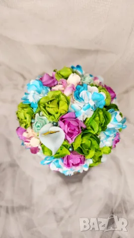 Топиарий декоративни цветя ръчна изработка, снимка 4 - Декорация за дома - 49424706