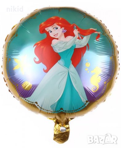 Малката Русалка Ариел сресва кръгъл фолио фолиев балон хелий или въздух парти рожден ден