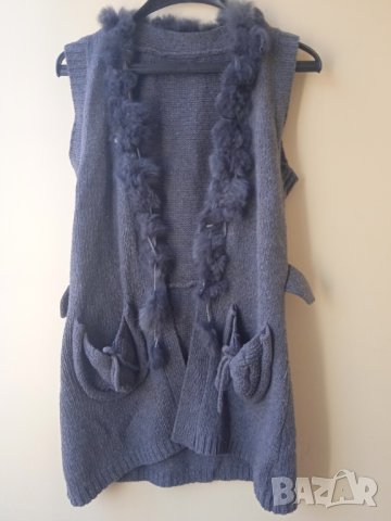 Дамска жилетка вълна и естествен косъм, снимка 2 - Жилетки - 43502473