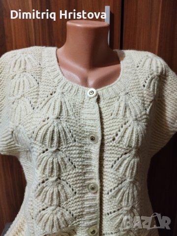 Нов, плетен Бял  елек 