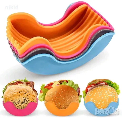 поставка поднос купичка форма купа за бургер хамбургер силиконова форма, снимка 3 - Аксесоари за кухня - 48437314