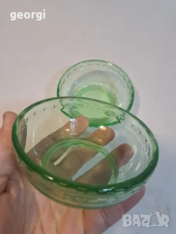 ретро стъклени купички зелено стъкло    16/4, снимка 3 - Колекции - 48987333