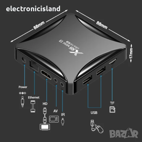 мини размер ТВ бокс TV Box LEMFO X88 MINI RK3528 Android 13 8K Wifi 4GB/64GB памет, снимка 2 - Плейъри, домашно кино, прожектори - 51021311