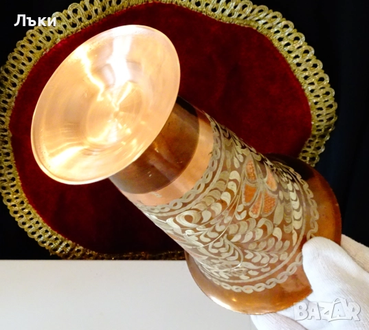 Писан меден бокал,чаша 500 мл.,чиста червена мед. , снимка 5 - Антикварни и старинни предмети - 51937521