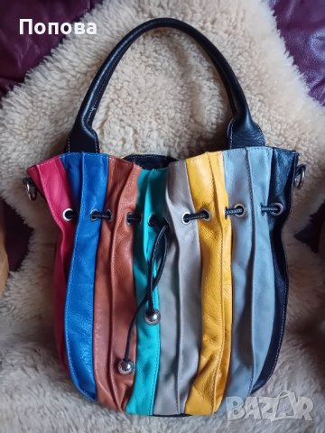 Уникална италианска цветна чанта от естествена кожа , снимка 9 - Чанти - 43928063