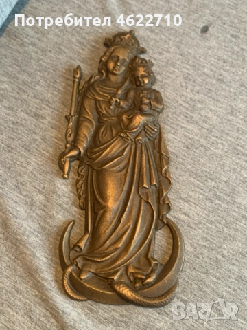 икона бронзов  релефен плакет, изобразяващ Мадоната с Младенеца
