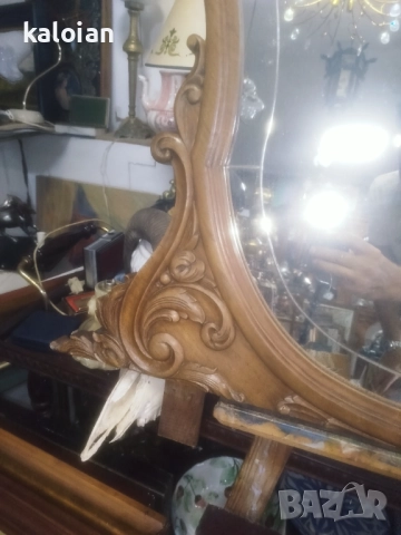 Масивно резбовано огледало от тоалетка. Всичко е ръчна изработка. Размери от снимките. Цена 250 лв и, снимка 3 - Колекции - 51491474