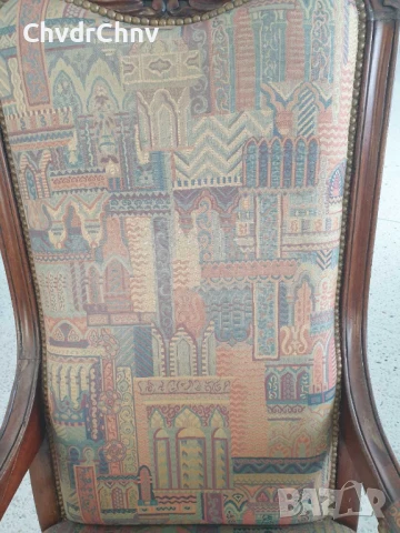 Старо кресло ръчна дърворезба 110см/висок масивен дървен стол с полакътници, снимка 9 - Антикварни и старинни предмети - 46514432