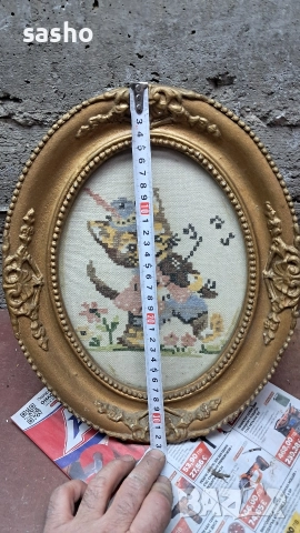 стари гоблени с запазена рамка , снимка 5 - Гоблени - 52499482