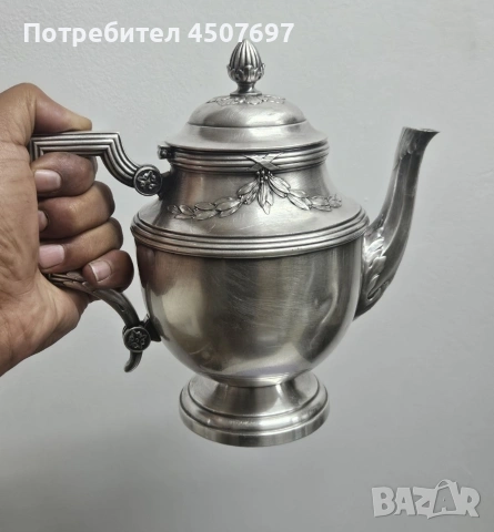 Френски посребрен чайник., снимка 6 - Антикварни и старинни предмети - 53081327