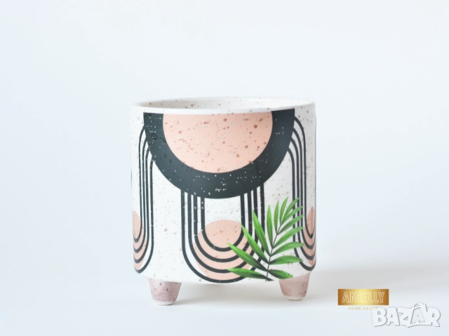 Саксии за Цветя и Сукуленти / Подарък за Нов Дом / Декоративни Керамични Саксии с Абстрактни Шарки, снимка 6 - Саксии и кашпи - 52412158