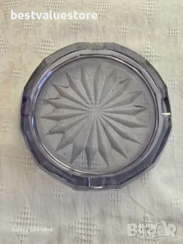 Стъклен Пепелник Лилав Масивен, снимка 2 - Други - 47911149