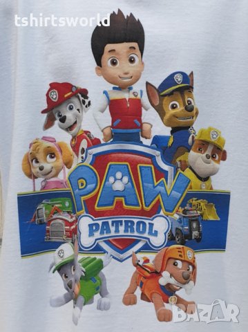 Нова детска тениска с дигитален печат PAW Patrol (Пес патрул) в бял цвят, снимка 2 - Детски тениски и потници - 36598934